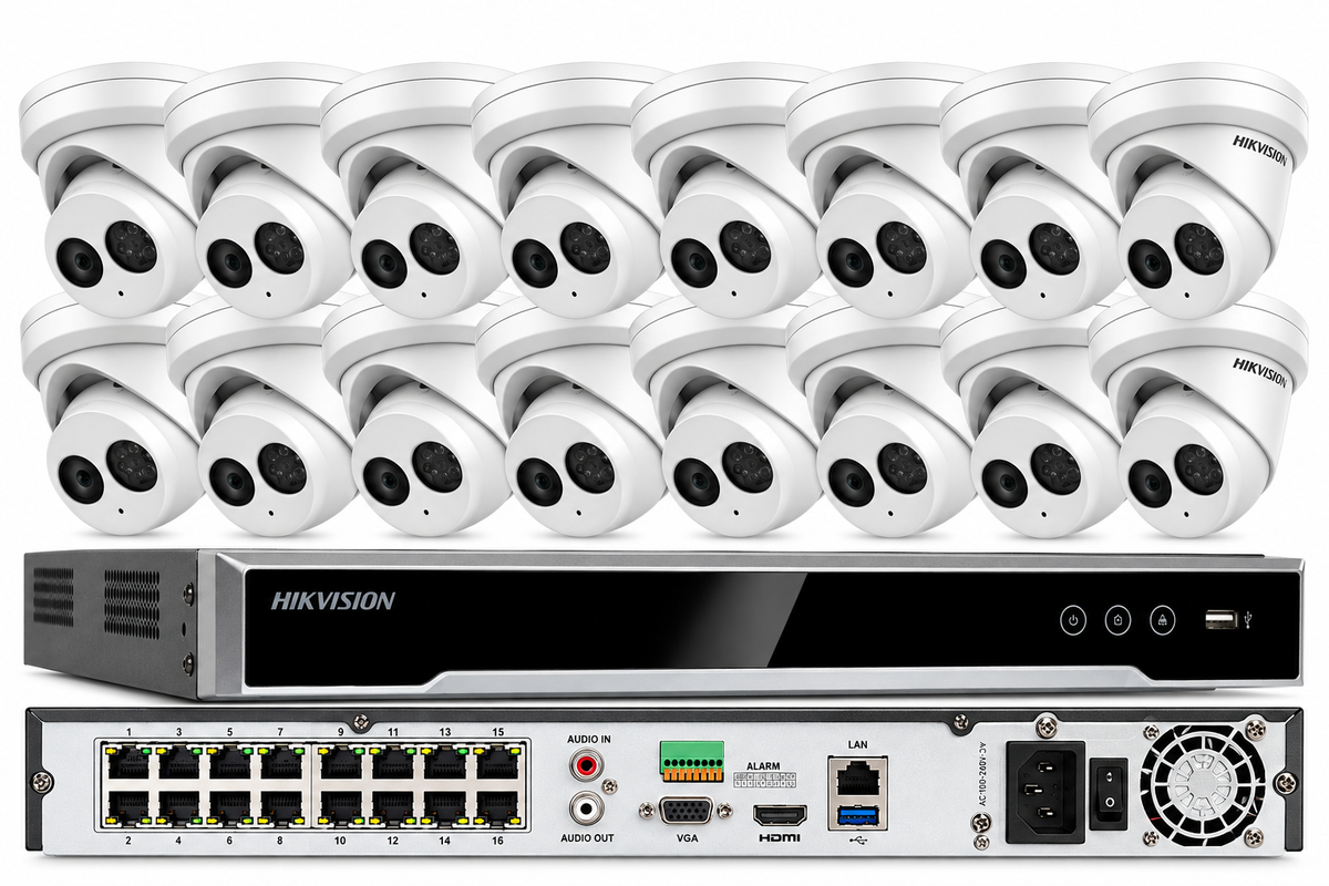 Hikvision 4K 16CH 4MP 16 POE Security Camera System W/Audio DS-2CD2343G0-IU 2TB
