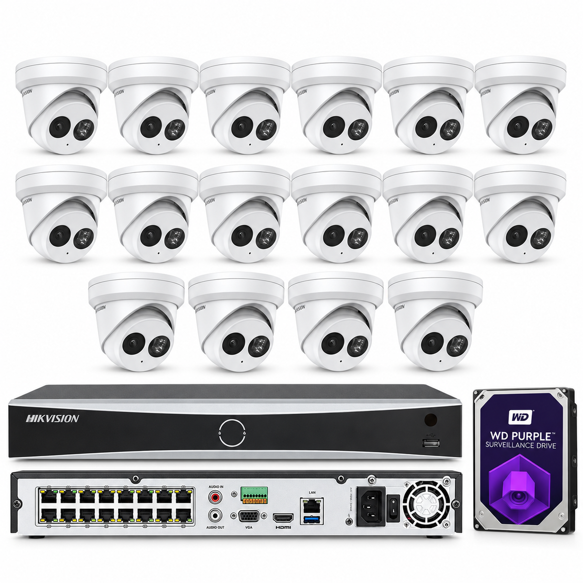 Hikvision 4K 16CH IP Camera system DS-7616NXI-K2-16P darkfigther 8MP W/Audio Lo