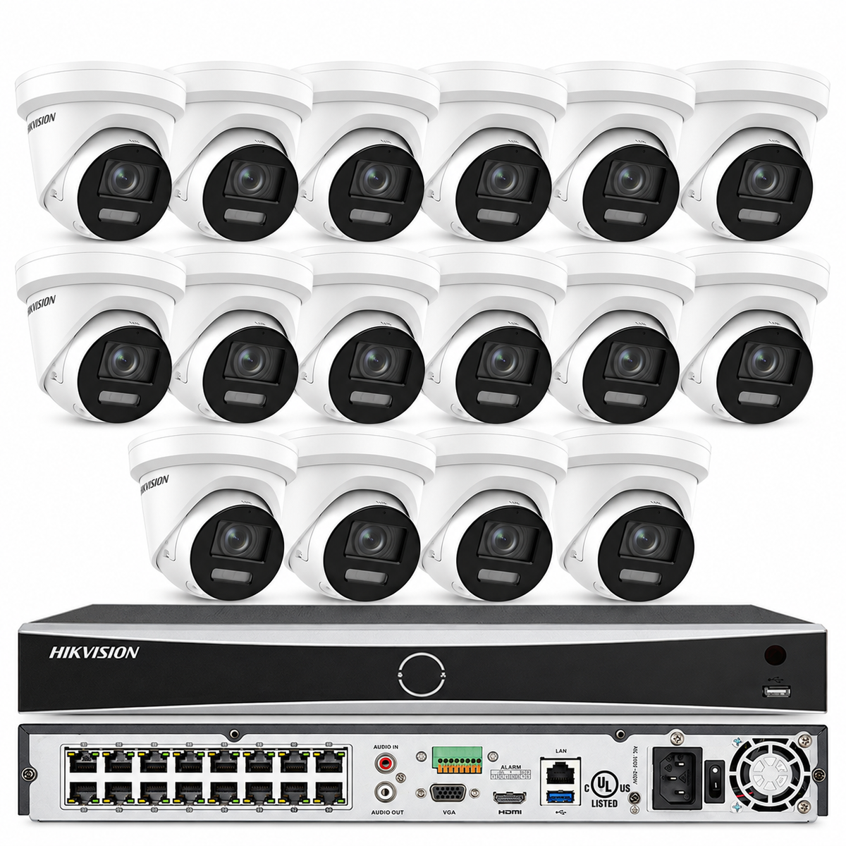 Kit de sistema CCTV de seguridad Hikvision 4K de 16 canales, cámara IP ColorVu de 8MP con audio incorporado
