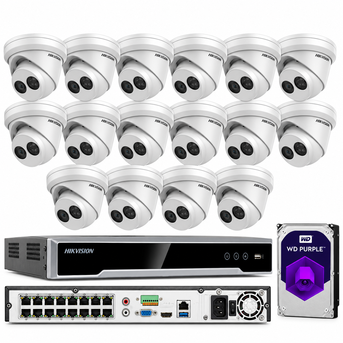 HIKVISION DS-2CD2343G0-I y DS-7616NI-K2/16P KIT 4MP NVR 4K-UHD