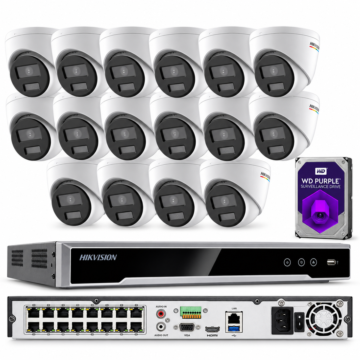 Hikvision 12MP 16CH NVR DS-7616NI-I2-16P IP Security Camera system W/Audio Lot