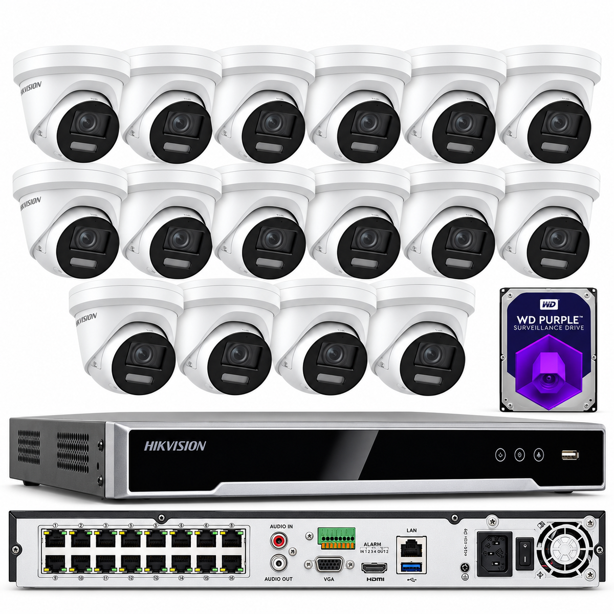 Hikvision 4K 16CH 12MP CCTV Security Camera System ColorVu W/Audio 2 Way Audio