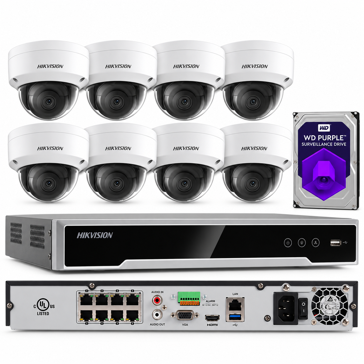 Hikvision 4K IP Camera System NVR DS-7608NI-K2/8P 8MP Kits DS-2CD2183G2-I Lot D1