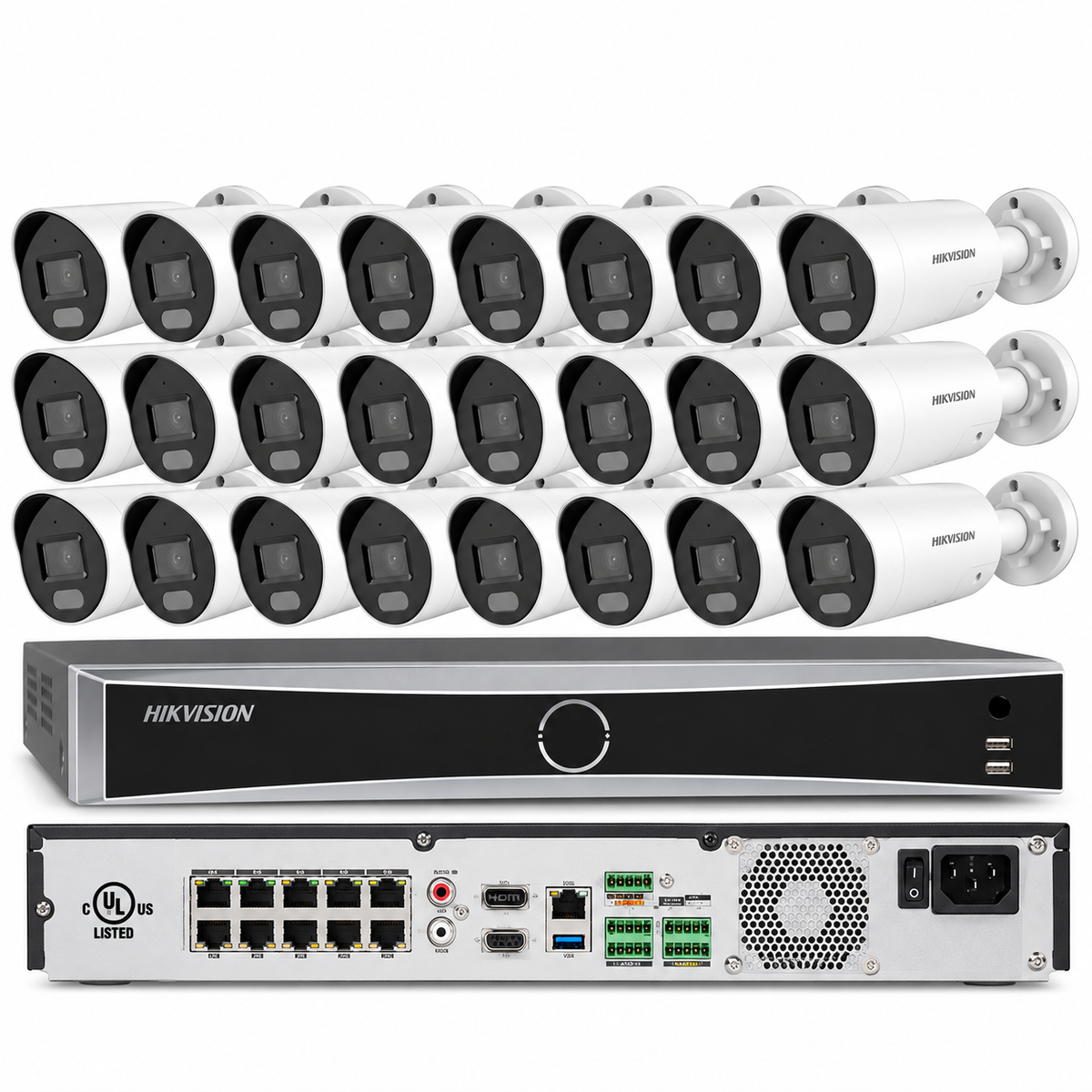 Hikvision 32CH NVR 8K 32MP 16POE Bullet 4MP Security Camera System W/Audio Lo
