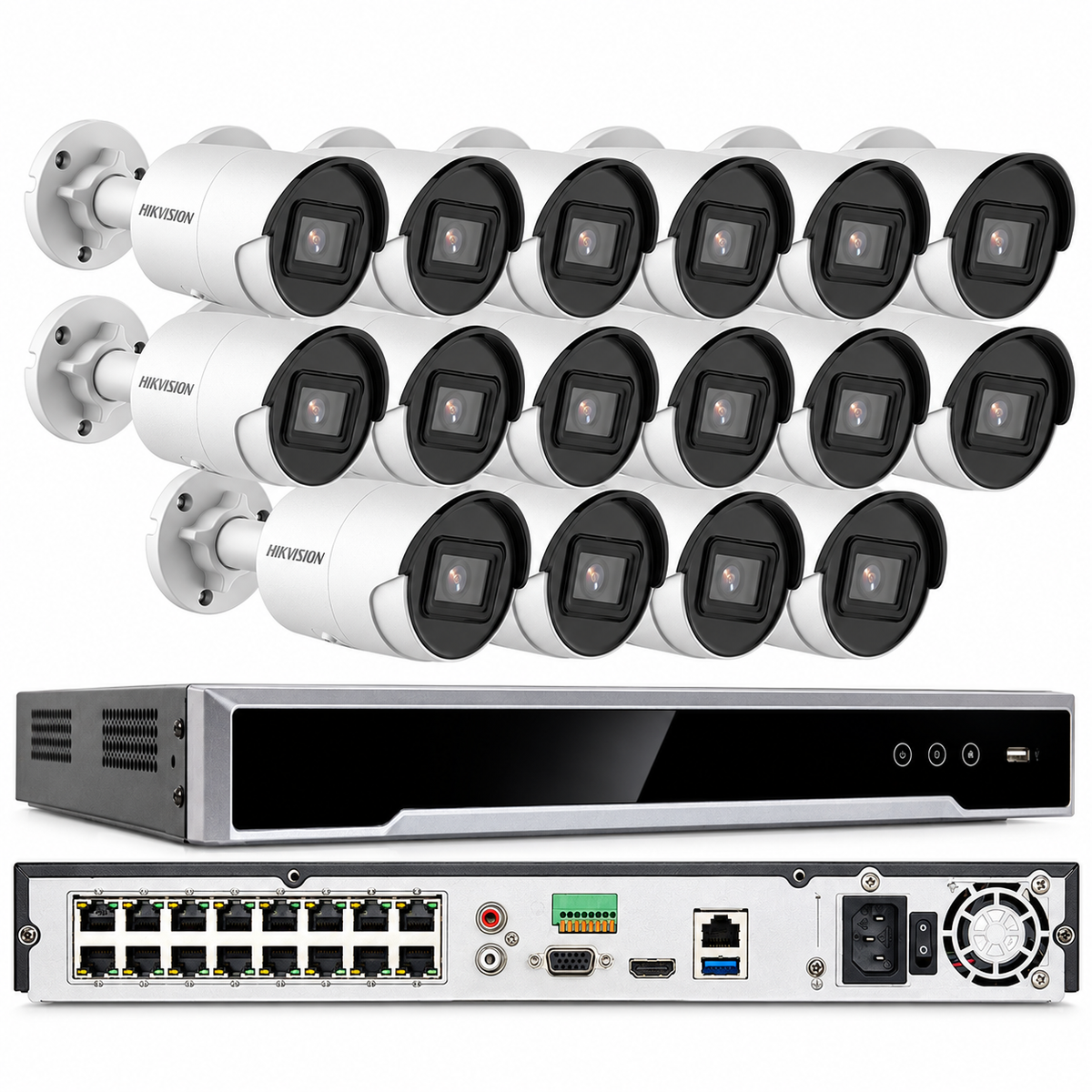 Hikvision 8K 16ch IP PoE Security System 4K AcuSense Mini Bullet 8