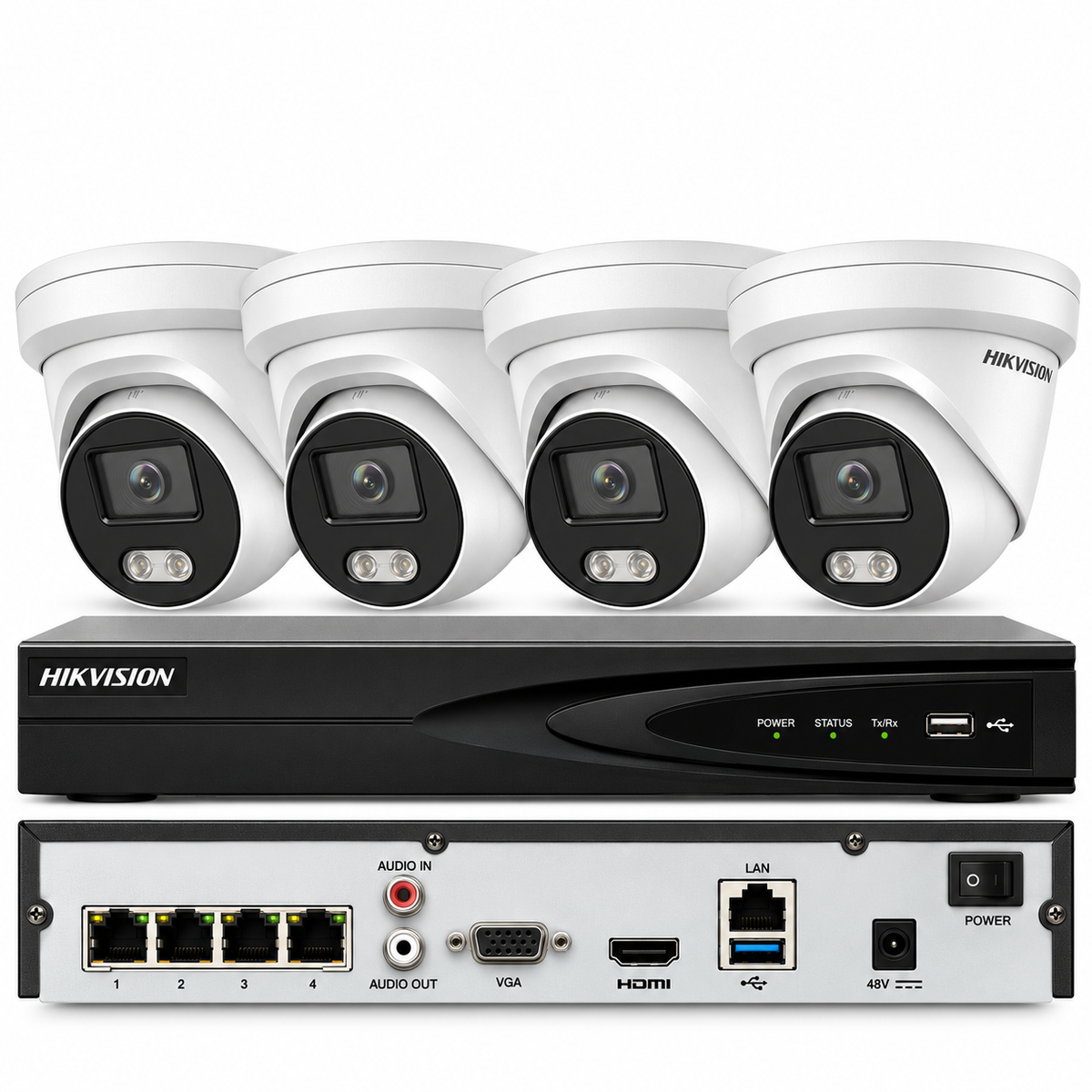 HIKVISION SECURITY SYSTEM 4CH POE / HDD INCLUDE 4 MEGAPIXEL ColorVu H,265+