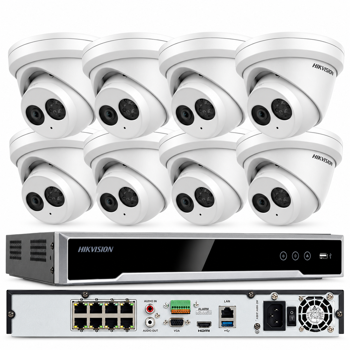 Hikvision Security Camera System NVR 8Ch 4K 12 Megapixel PoE 8MP Turret W audio