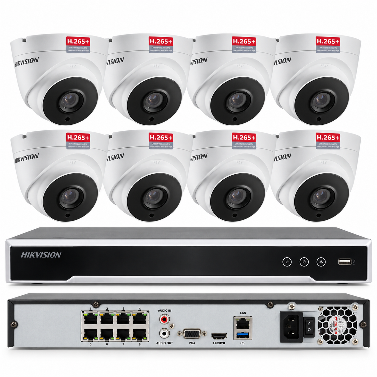Sistema de cámara de seguridad CCTV 4K de 8 canales Hikvision 8MP PoE Kit de domo IP de 4MP 2TB