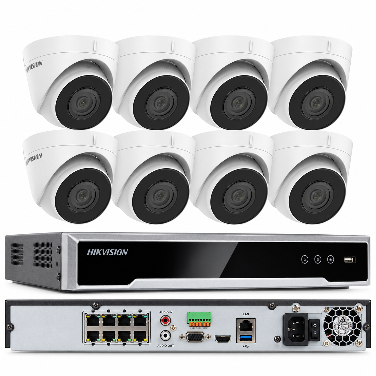 Sistema de cámaras de seguridad POE NVR 8K de 32 MP y 8 canales Hikvision con torreta y audio integrado