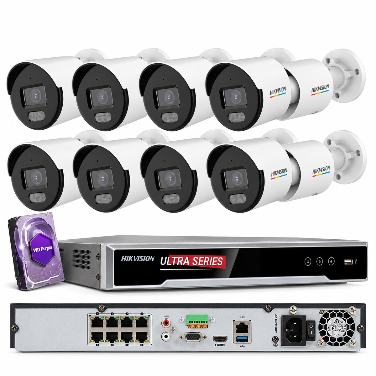 Sistema de cámara de seguridad POE Hikvision 32MP 8 canales NVR 8K con bala 4MP con audio incorporado