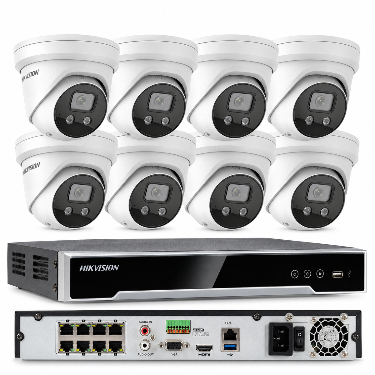 SISTEMA DE SEGURIDAD CCTV HIKVISION 4K 8 CANALES CÁMARAS MEGAPIXEL DARKFIGHTER 4TB