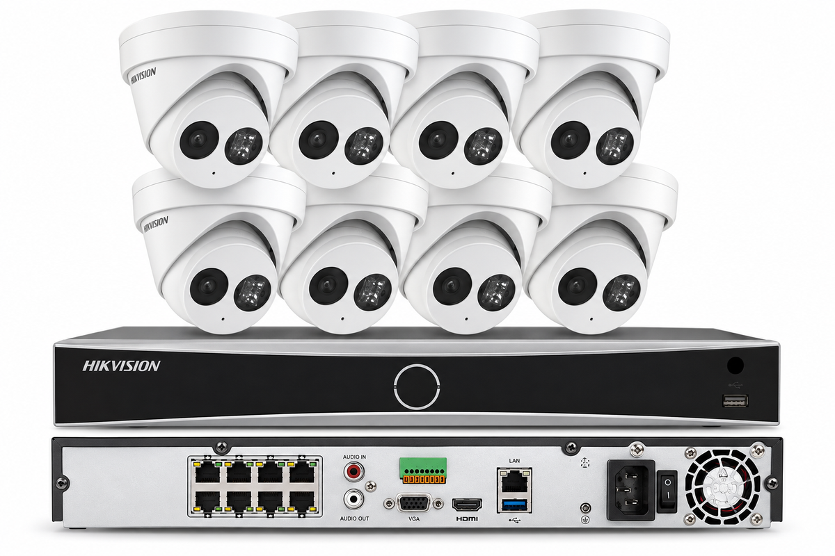 Hikvision 8CH 8POE IP Camera System 4K NVR DS-2CD2343G2-LU 4MP ColorVu Lot