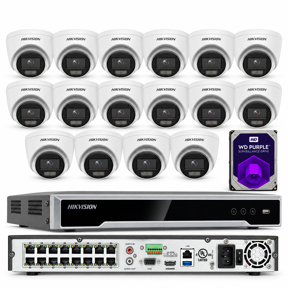 Hikvision 8K 32MP NVR 16CH CCTV Camera System DS-2CD1347G2-LUF 4MP Lot