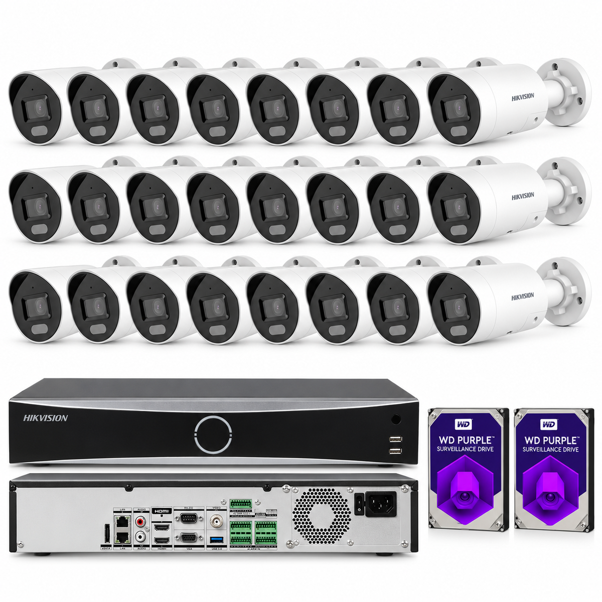 Hikvision 4K 32ch IP PoE Security System 5 MP ColorVu Bullet w/ resolution