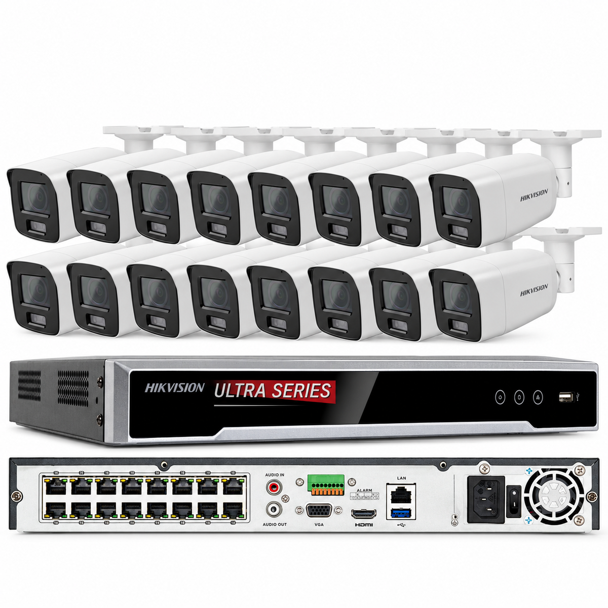 Hikvision 4k Acusense 32MP NVR 16CH Sistema de cámara CCTV DS-2CD2047G2-LU 4MP Lote