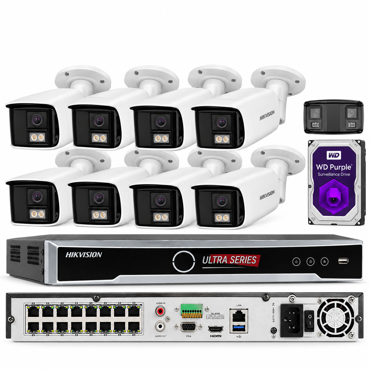 Hikvision 8K 8ch IP PoE Security System 8 MP Panoramic ColorVu Bullet