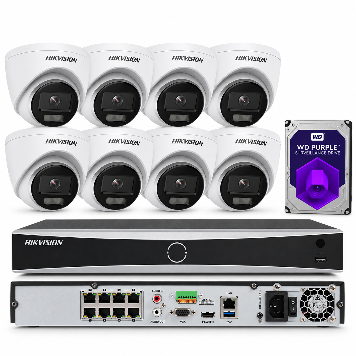 HIKVISION 4K DS-2CD1347G2-LUF 4MP IP Camera System NVR 8CH DS-7608NXI-K1/8P Lot