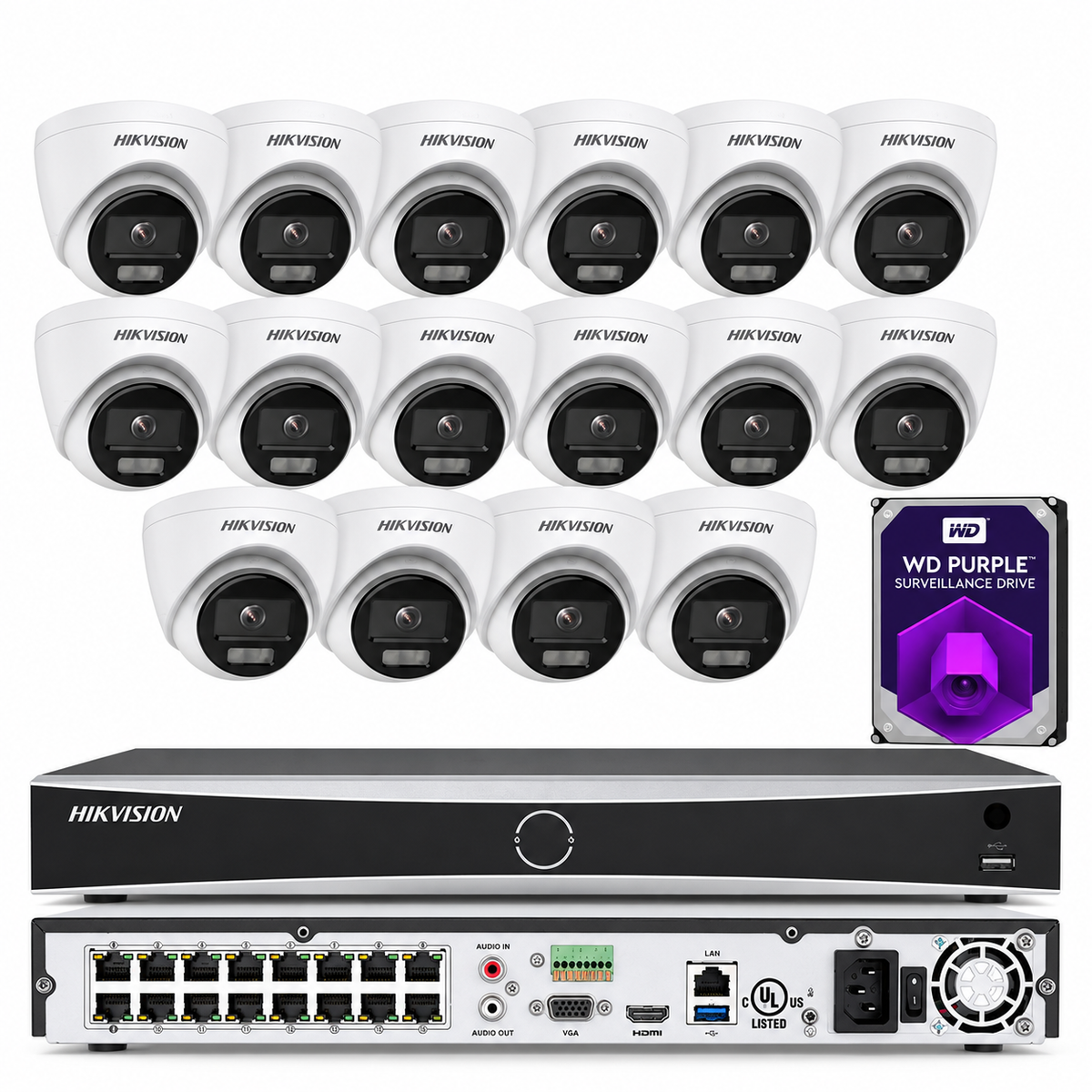 Hikvision 16CH CCTV Security IP Camera System MIC IR 4K AcuSense PoE Lo