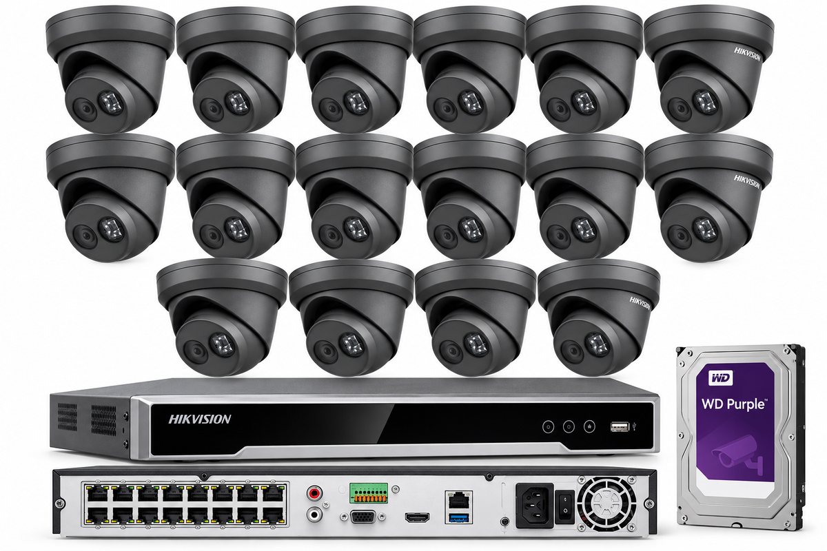 Hikvision 16CH 16POE 8K NVR 8MP ColorVu Mic POE IP Camera Outdoor CCTV Lot
