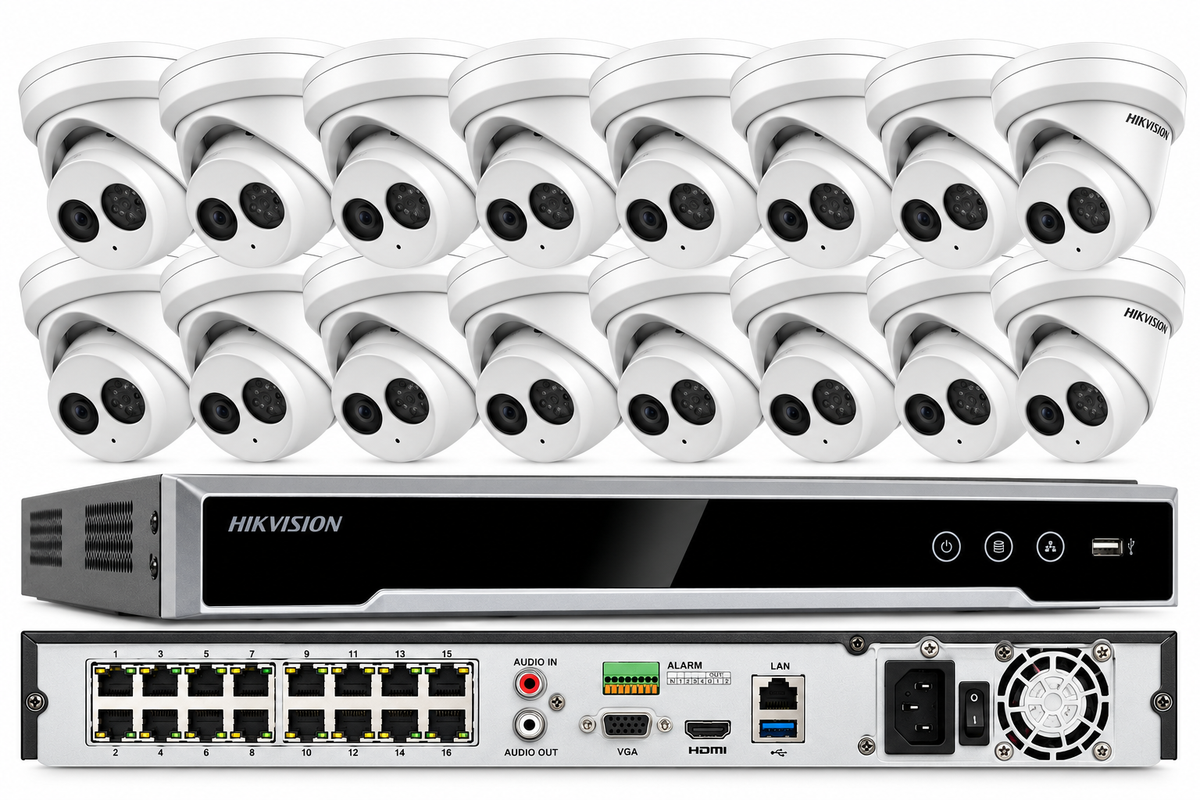 Hikvision NVR 4K 16CH 16POE CCTV System 8MP AcuSense MIC Security IP Camera 4TB