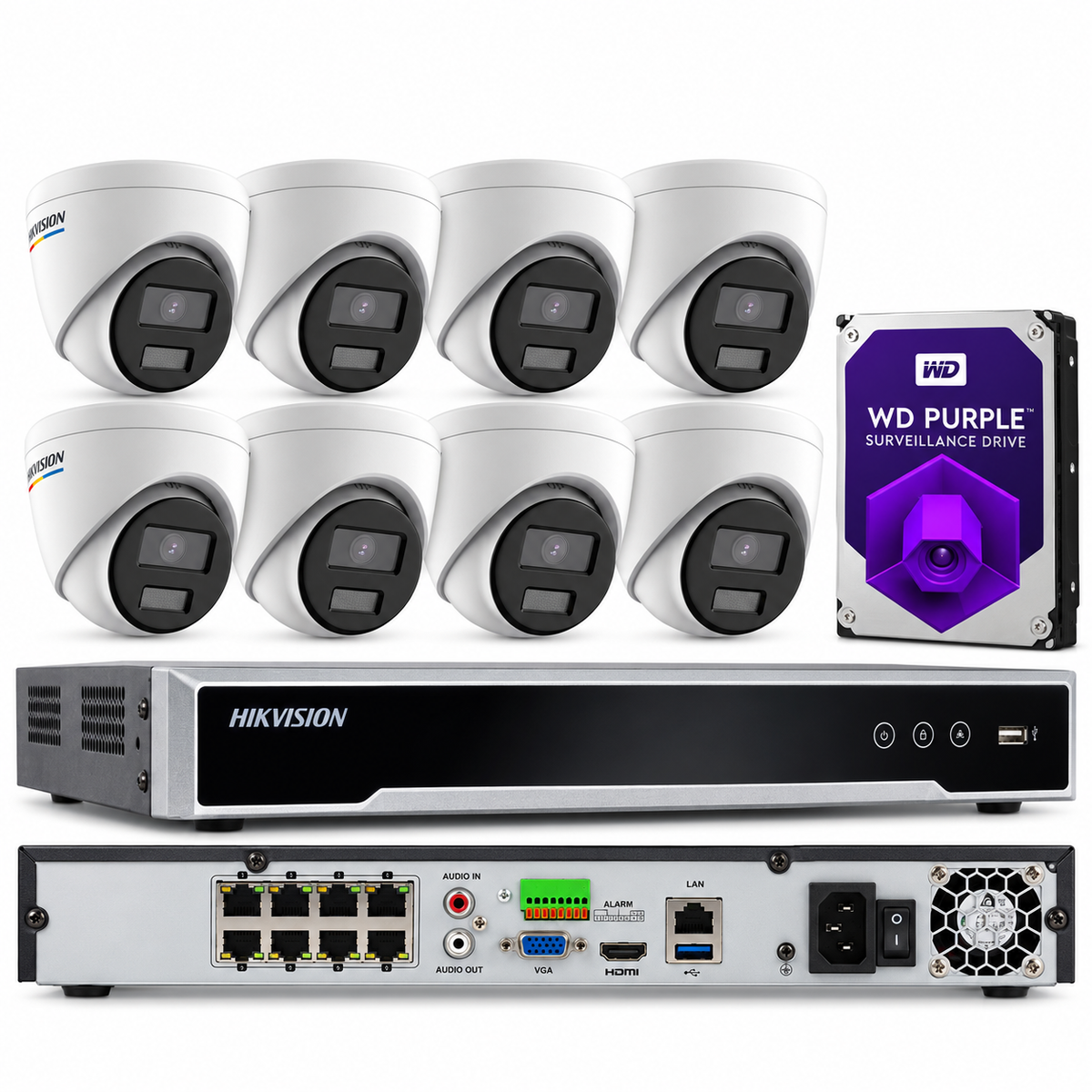 Hikvision 8K 8ch IP PoE Security System 5 MP ColorVu Turret w/ resolution