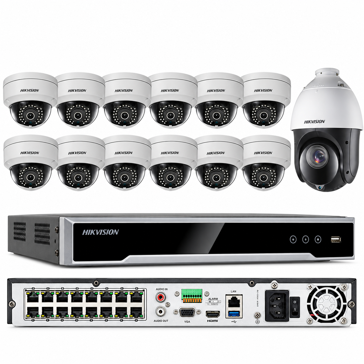 Hikvision NVR KIT Sistema de Seguridad POE de 16 Canales 2MP DS-2CD1123G0-I y PTZ