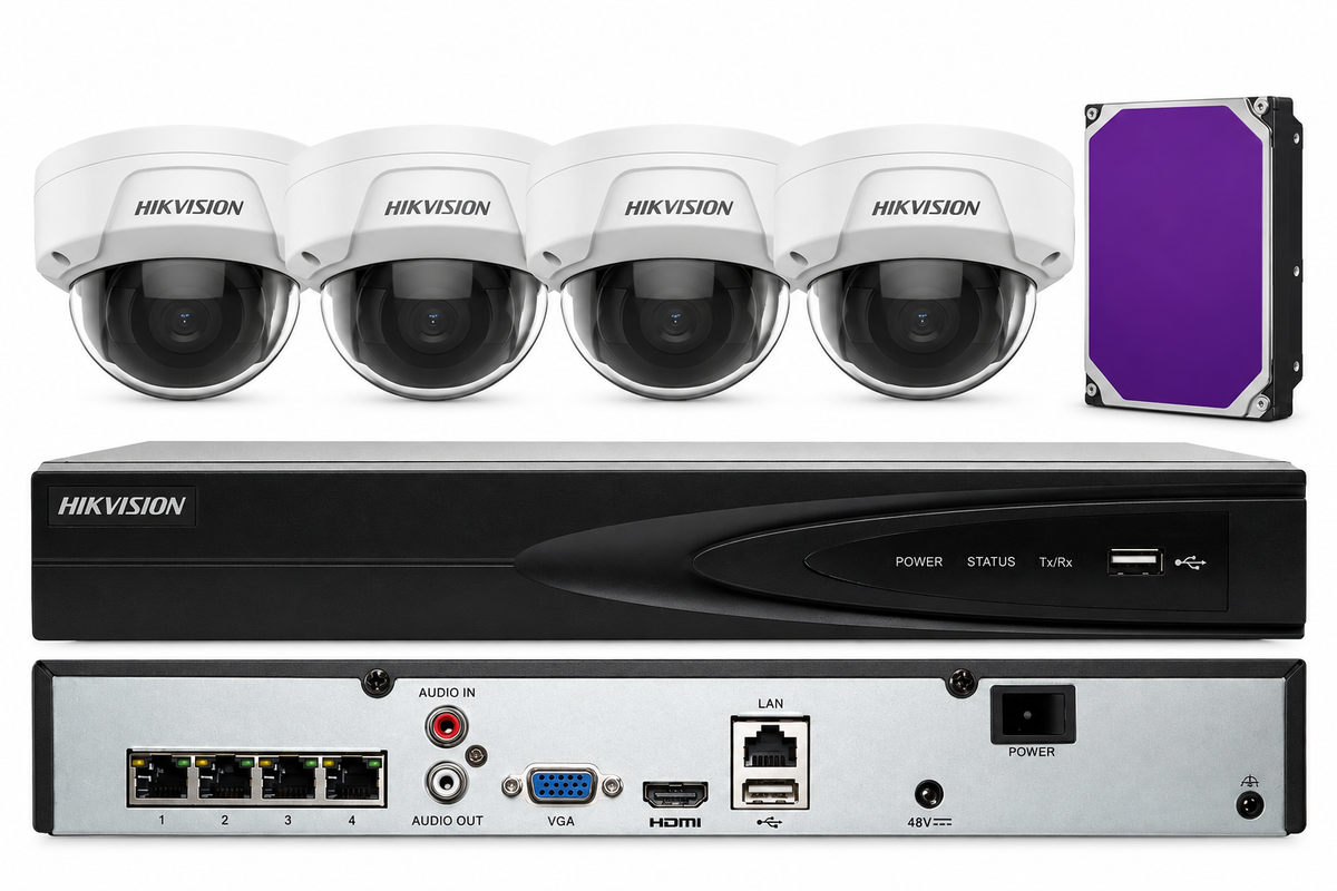 Hikvision ECI-D14F2 NVR 4K 4CH Security System W/ 4MP Vandal Proof Camera Lot