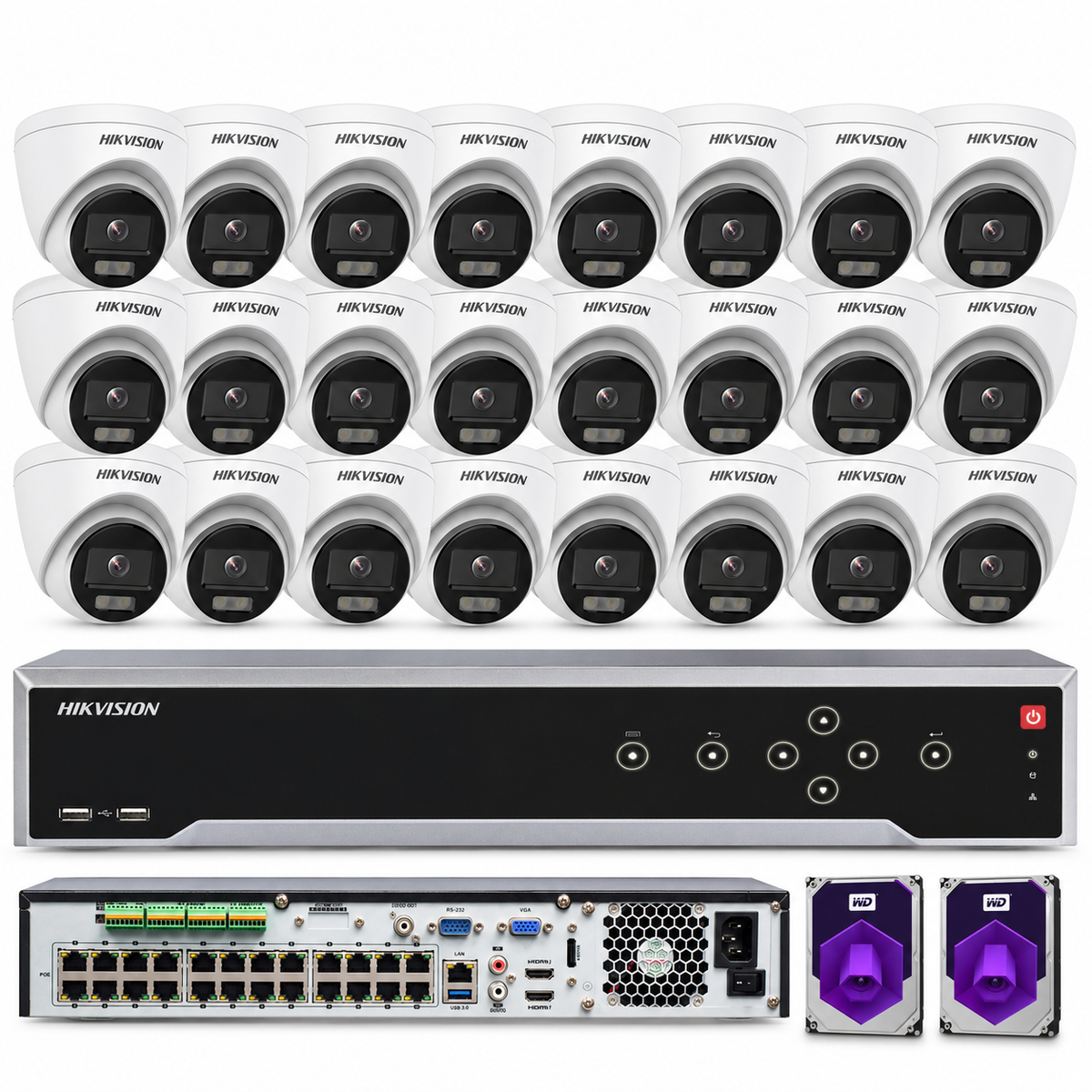 SISTEMA DE CÁMARAS DE SEGURIDAD IP HIKVISION 32 CANALES 4K 12MP DS-2CD1347G0-LUF COLORVU 4MP