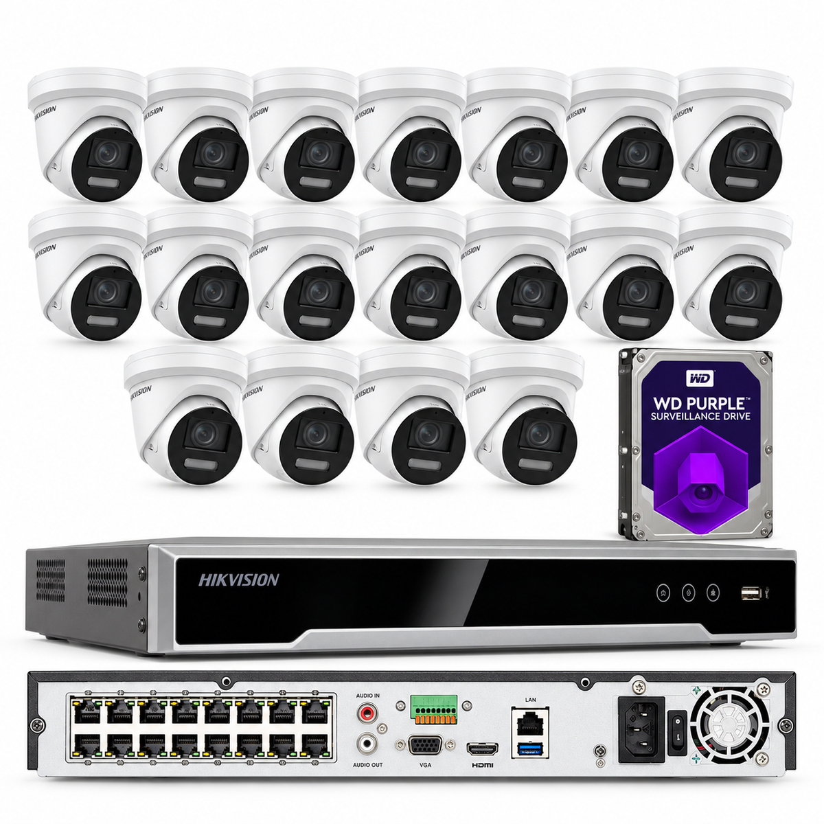 Hikvision AcuSense 8MP ColorVu Fixed Turret IP Camera Two Way Audio 16CH POE Lo
