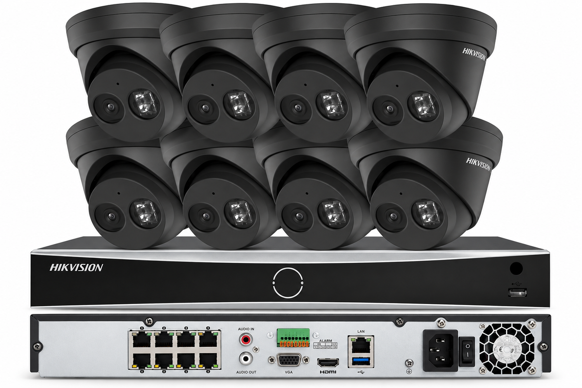 Sistema de cámara de seguridad CCTV Hikvision 8 canales 12MP DarkFigther AcuSense Audio negro