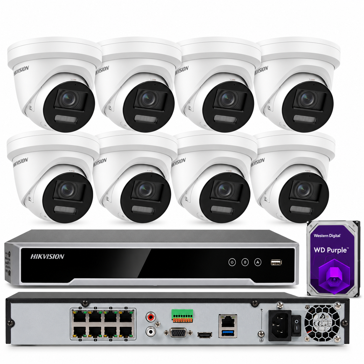 Sistema de cámara de seguridad Hikvision NVR 32MP 8 canales 8K con torreta ColorVu y audio incorporado