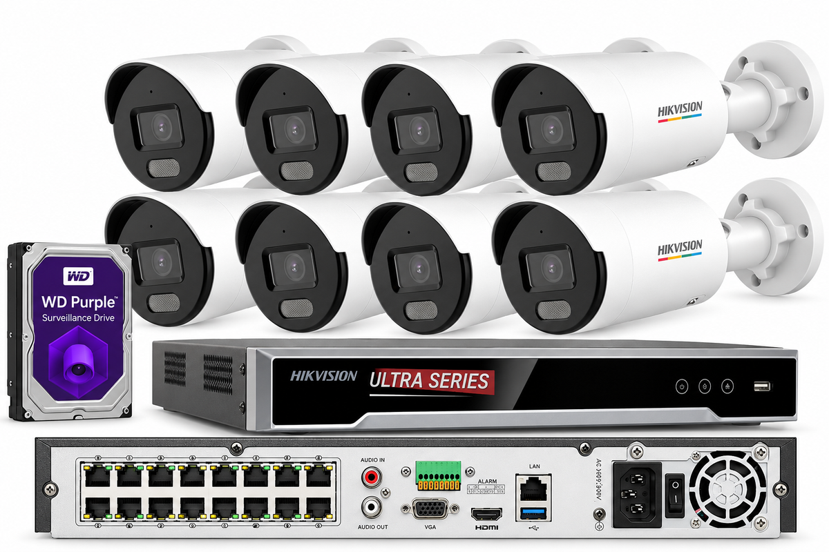 Hikvision 8K 8ch IP PoE Security System 4 MP ColorVu MD 2.0 Turret