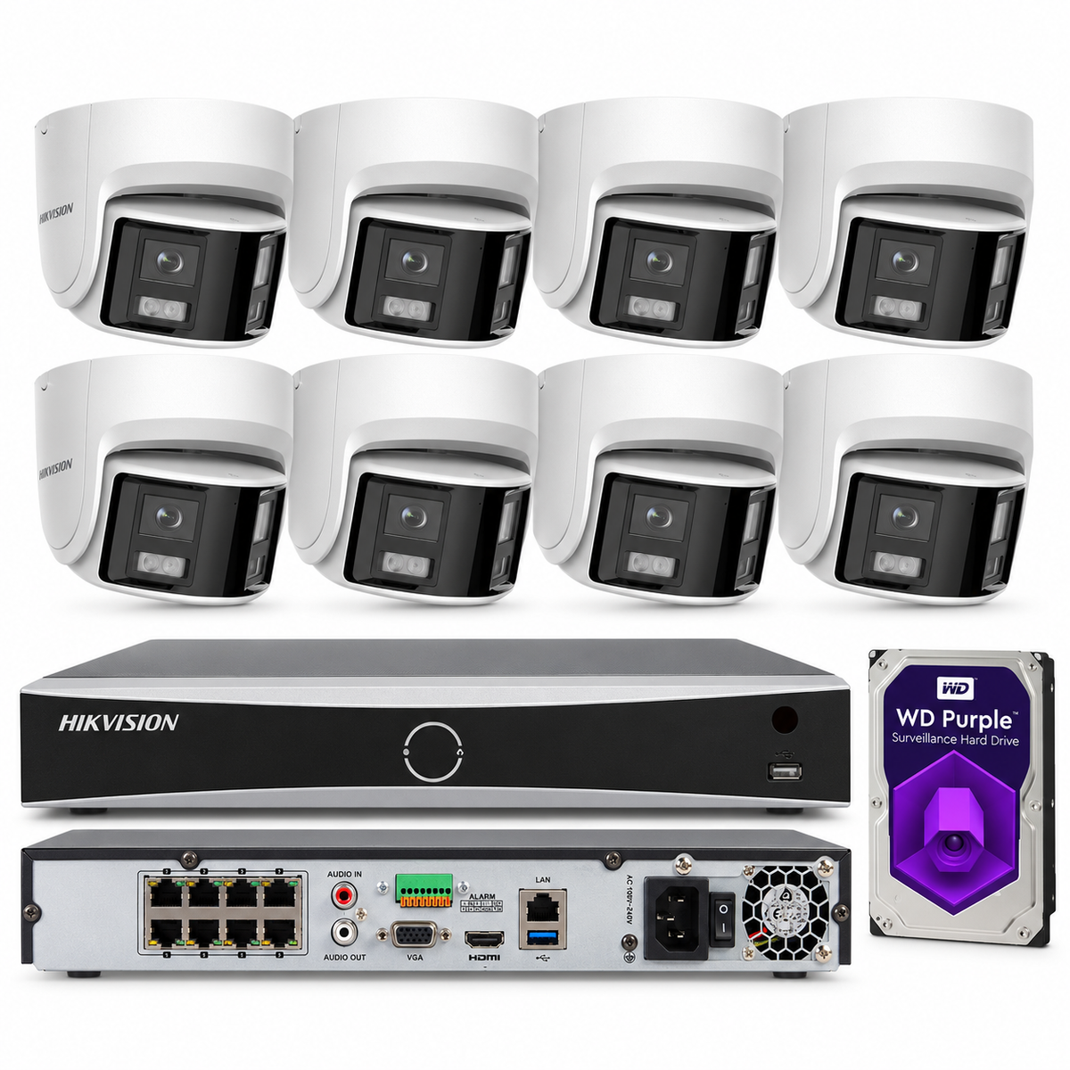 Hikvision 4K 8ch IP PoE Security System 8 MP Panoramic ColorVu Turret