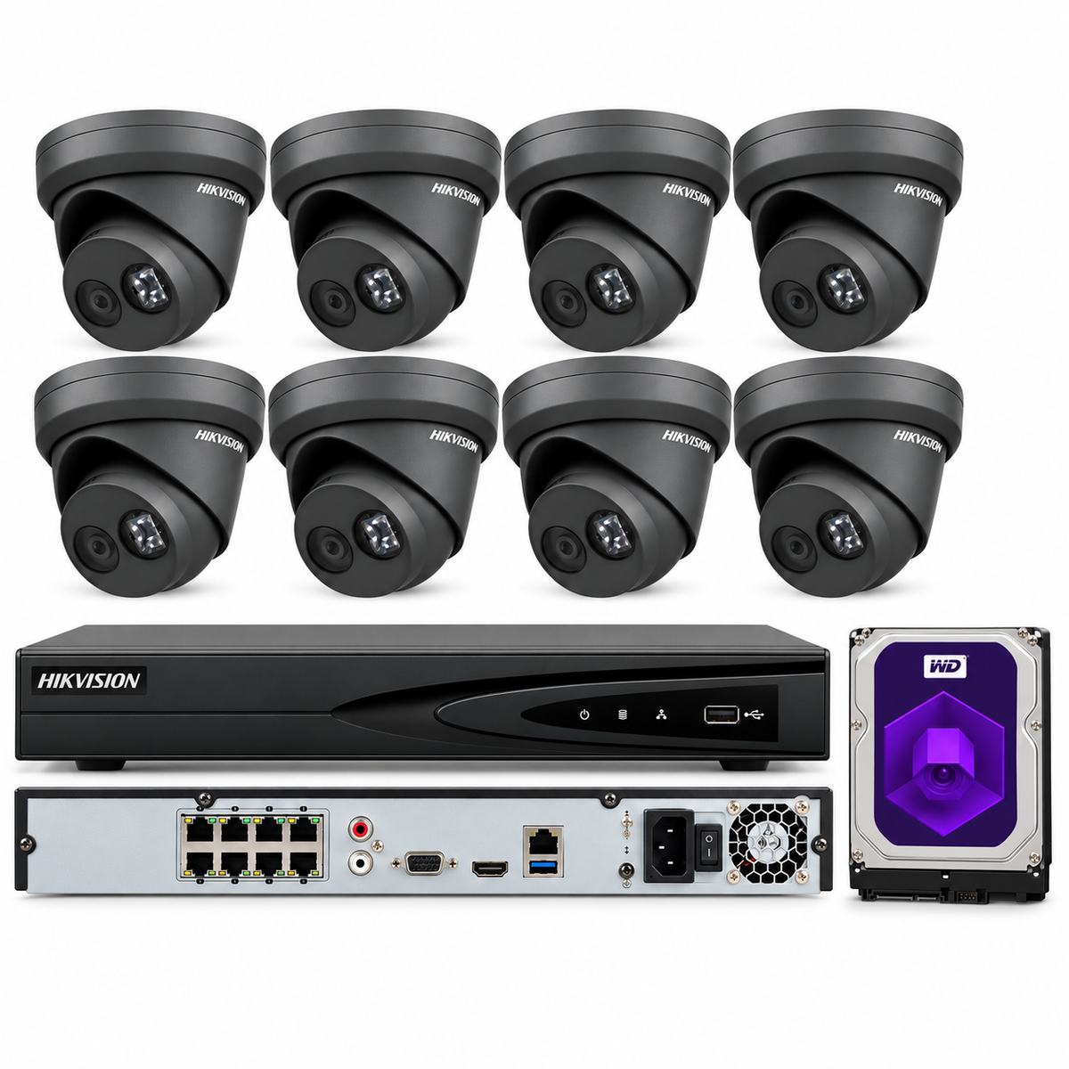 Sistema de cámara IP HIKVISION 4K 8MP DS-2CD2343G2-IU NVR 8CH DS-7608NI-K1/8P Lote