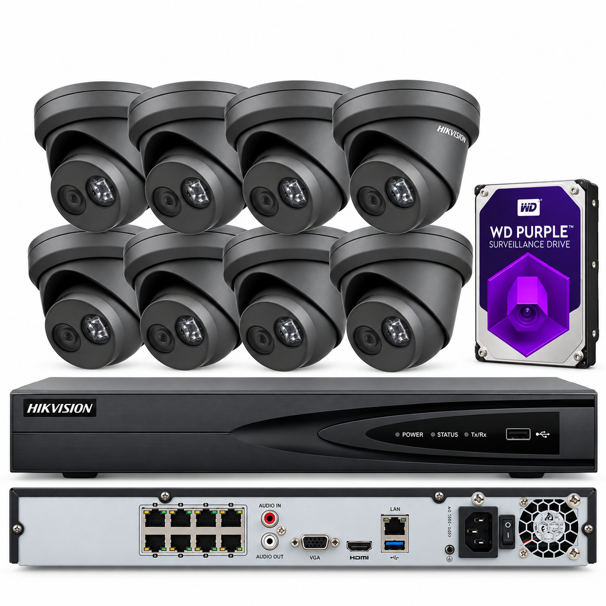 Sistema de cámara IP HIKVISION 4K 8MP NVR 8CH DS-7608NI-K1/8P / DS-2CD2383G2-IU Lo