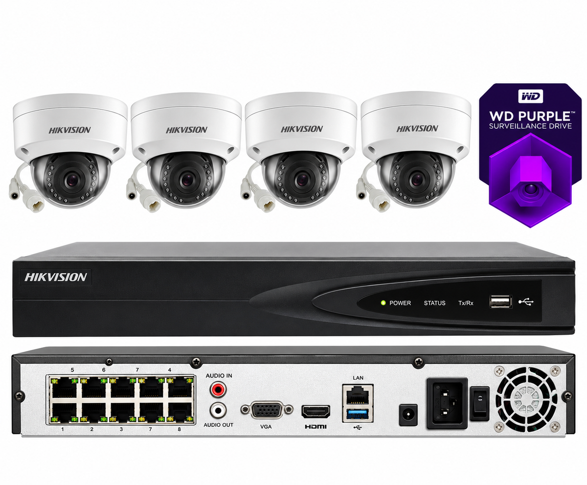 KIT Sistema de cámaras de seguridad CCTV Hikvision 4K 16 canales 2MP torreta HD ColorVu