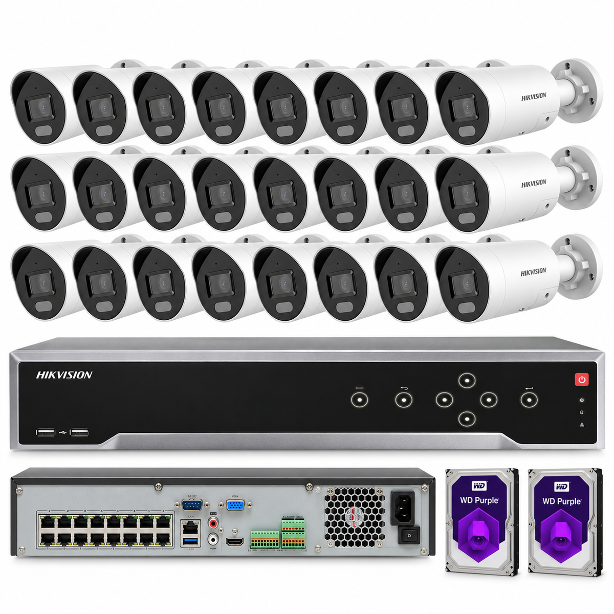 CÁMARA DE SEGURIDAD CCTV HIKVISION 4K 12MP 32CH 16PoE TIPO BALA A COLOR 4MP