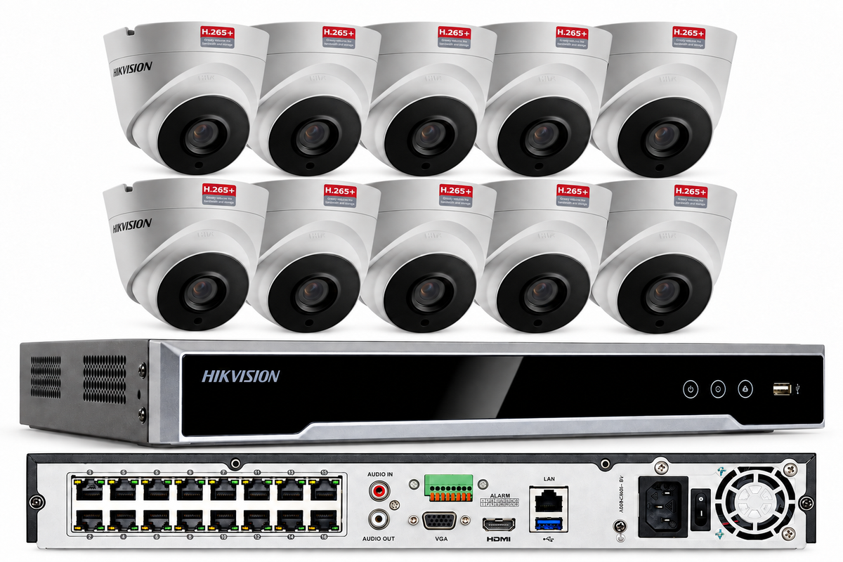Hikvision KIT 16CH NVR 16 POE /4TB HDD /10 Cameras 4MP IP Security System H.265+
