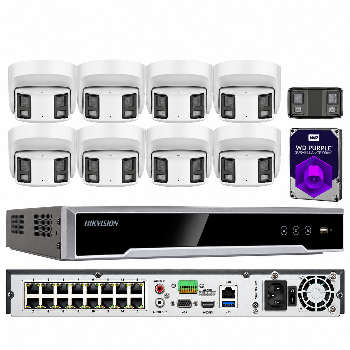 Hikvision 8CH 8K security Camera System ColorVu IP panoramic Two Way Audio Alarm