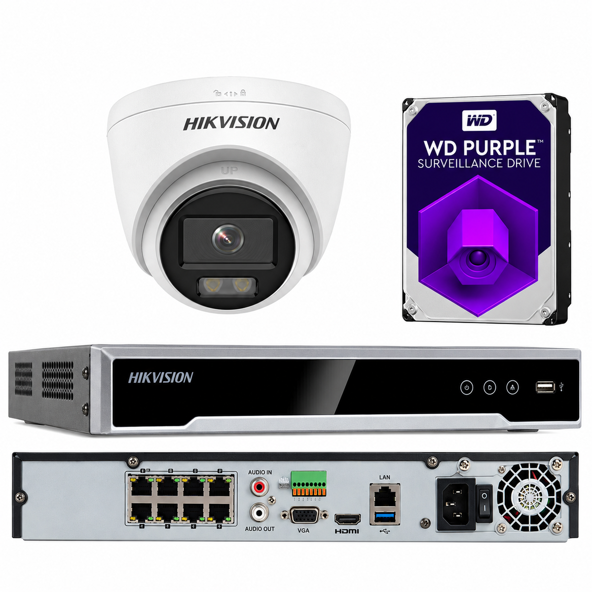 Sistema de cámara de seguridad CCTV Hikvision 4K 8 canales 4MP PoE ColorVu con audio