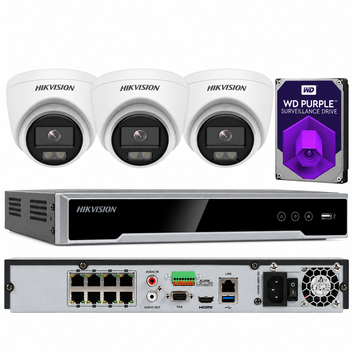 Sistema de cámara de seguridad CCTV Hikvision 4K 8 canales 4MP PoE ColorVu con audio
