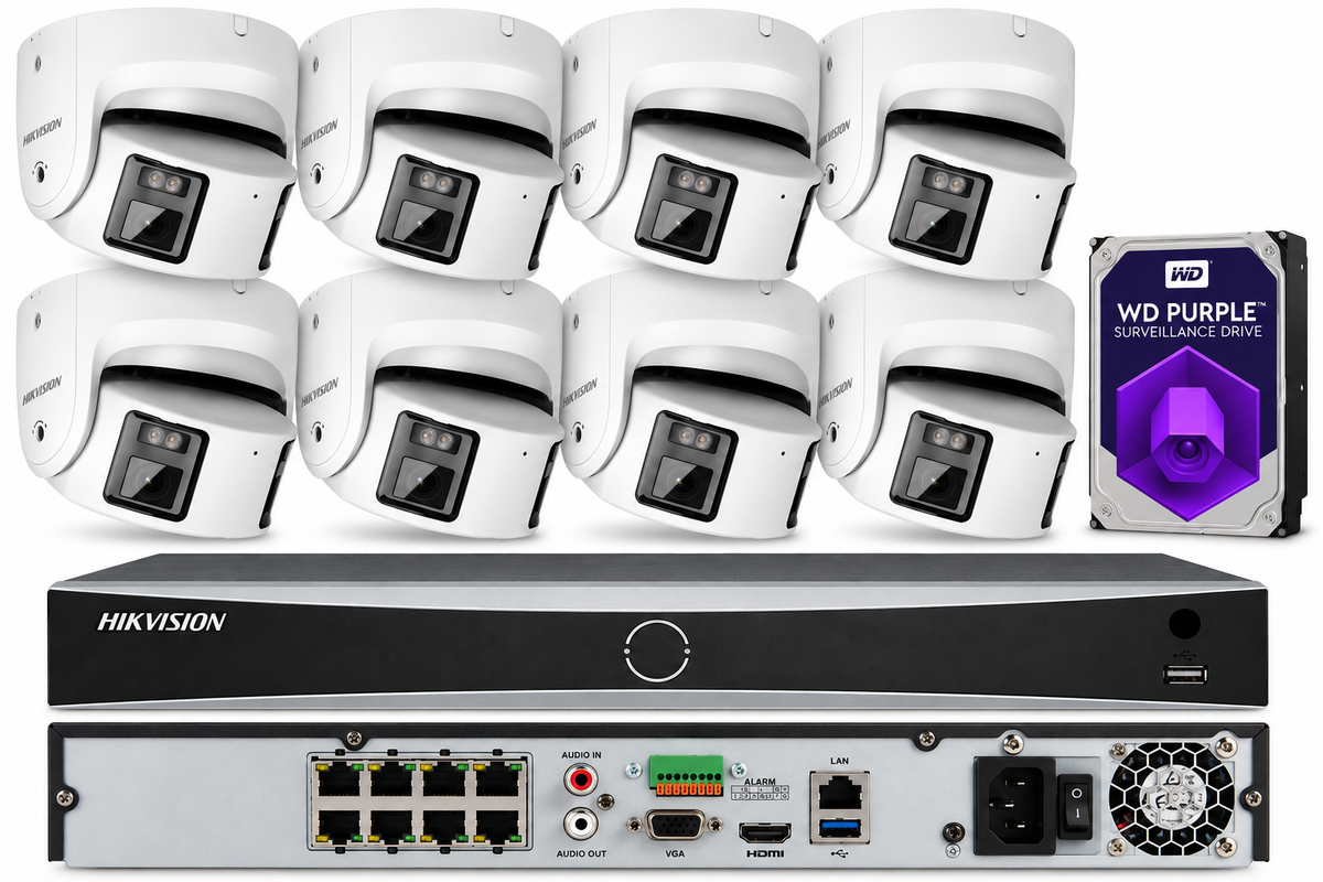 Hikvision 4K 8ch IP PoE Security System 8 MP Panoramic ColorVu Bullet