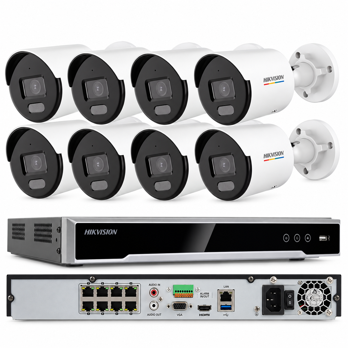 hikvision 8CH IP Camera System PoE DS-2CD1047G0-LUF 4MP ColorVu W/Audio