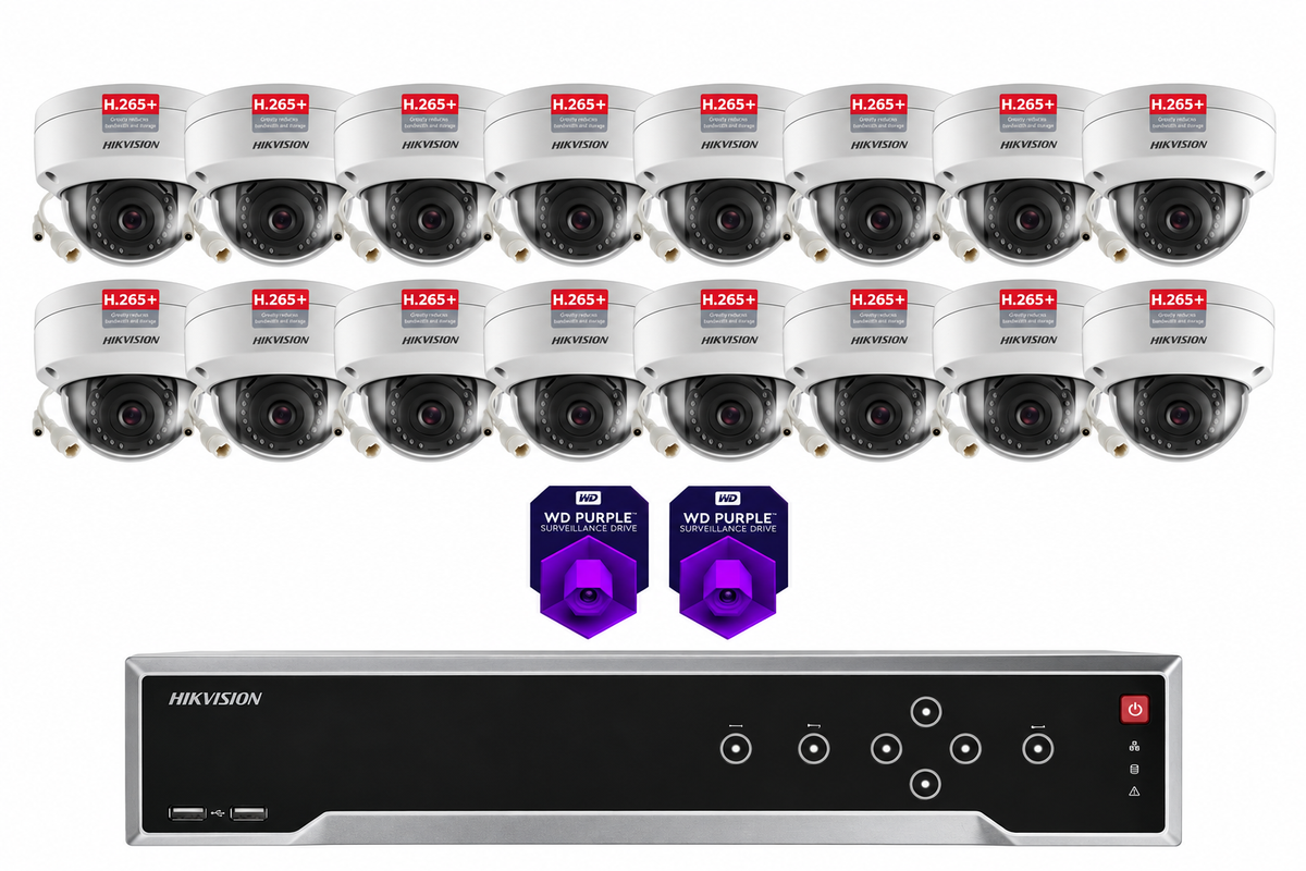 HIKVISION 32CH SECURITY SYSTEM NVR KIT PoE VANDAL PROOF 4 MEGAPIXEL WD PURPLE D1