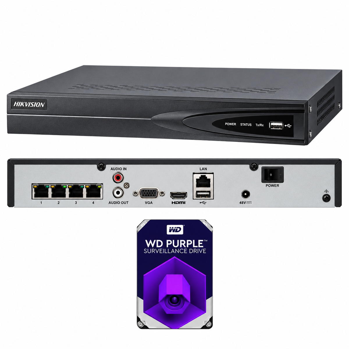 HIKVISION 8MP IP/POE SYSTEM 4K UHD 4CH NVR DS-2CD2183G2-IS & DS-7604NI-K1/