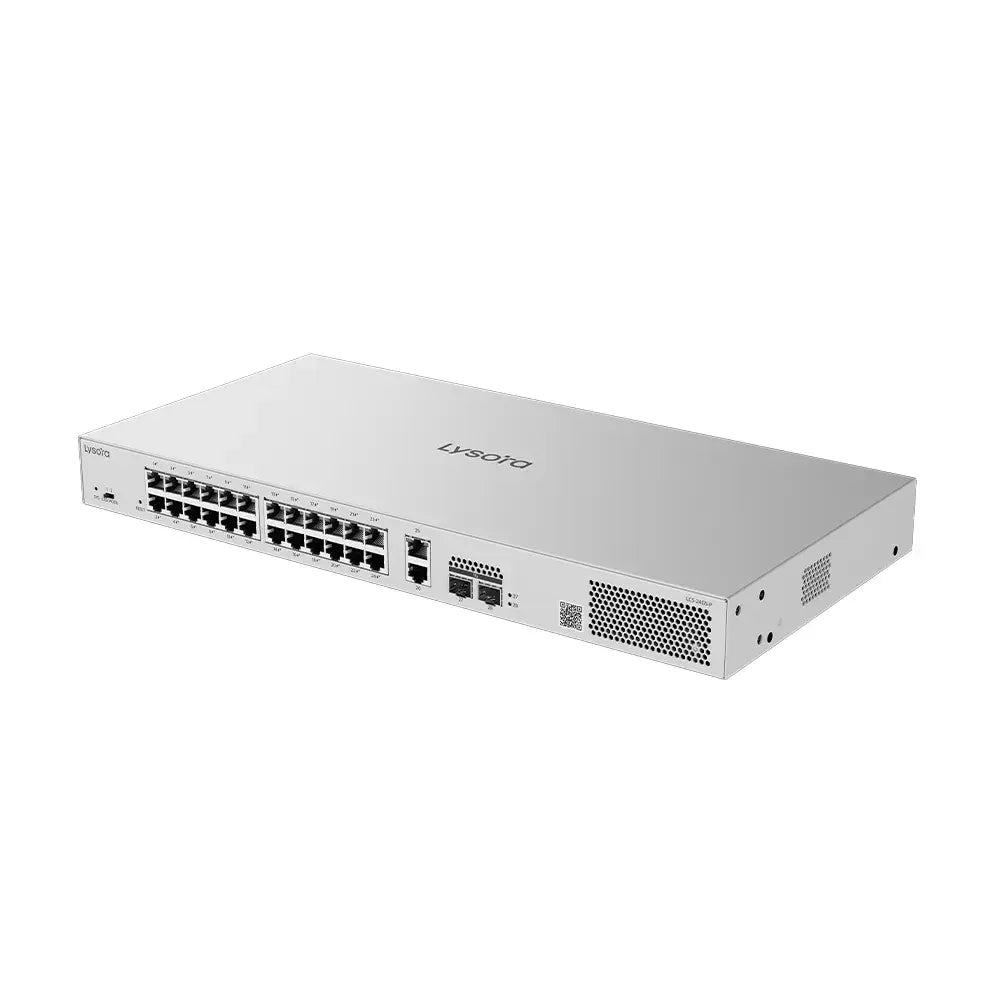 Lysora LCS-24GS-P 24-Port Cloud Managed PoE Switch with 370W Budget and 2 SFP Uplinks
