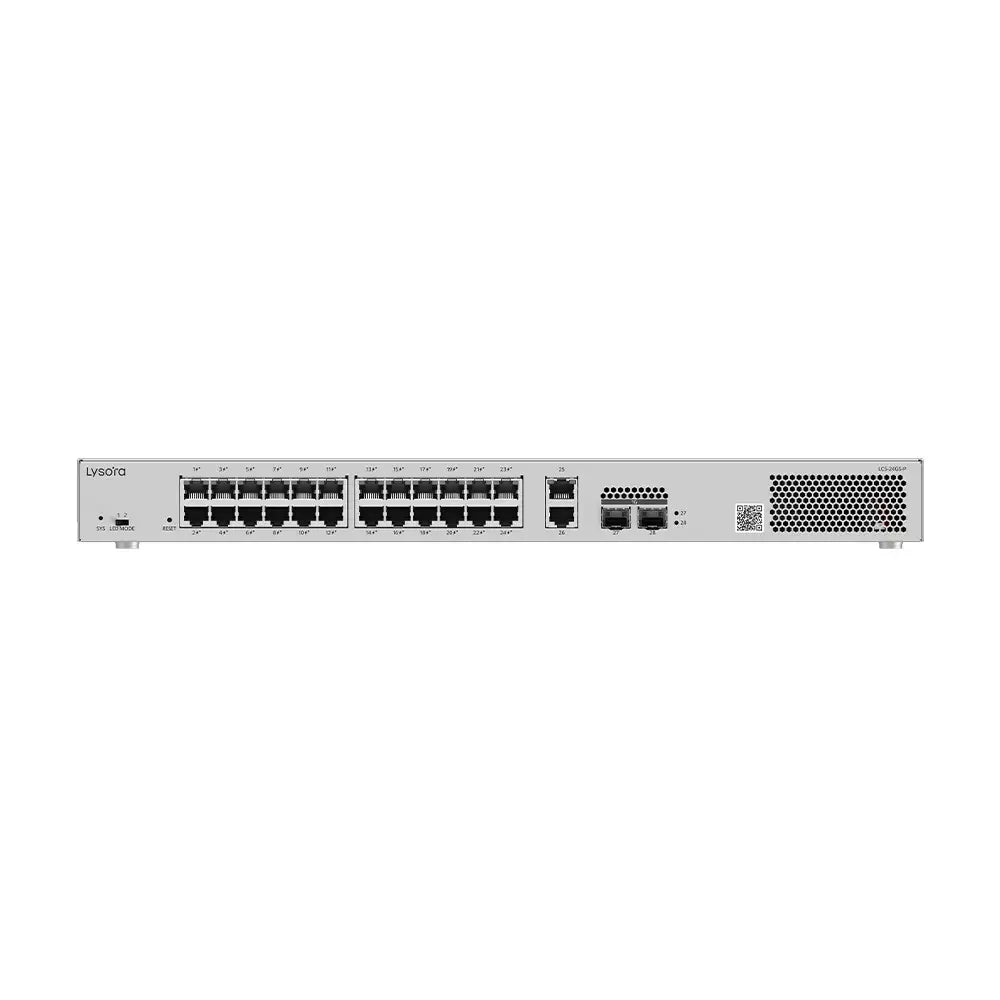 Lysora LCS-24GS-P 24-Port Cloud Managed PoE Switch with 370W Budget and 2 SFP Uplinks