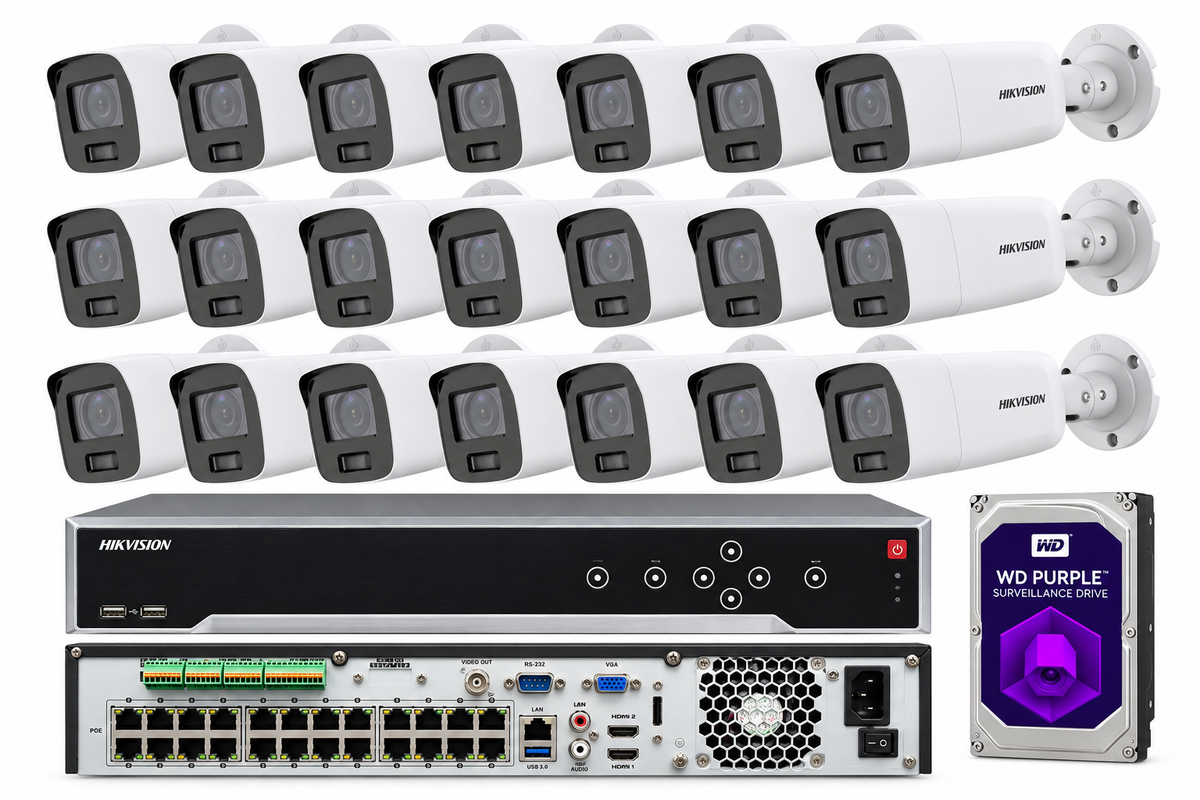 SISTEMA NVR HIKVISION COLORVU 4K 32 CANALES 12MP DS-2CD2087G2-LU & DS-7732NI-I4/24P KIT