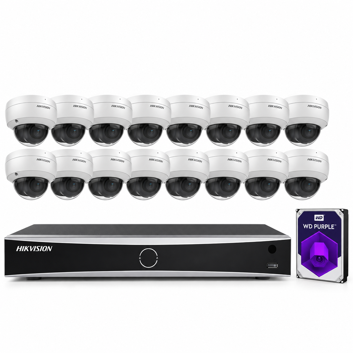 Hikvision Acusense 8MP 32CH 4KNVR DS-2CD2183G2-IU & DS-7616NXI-16P/S KIT/LOT