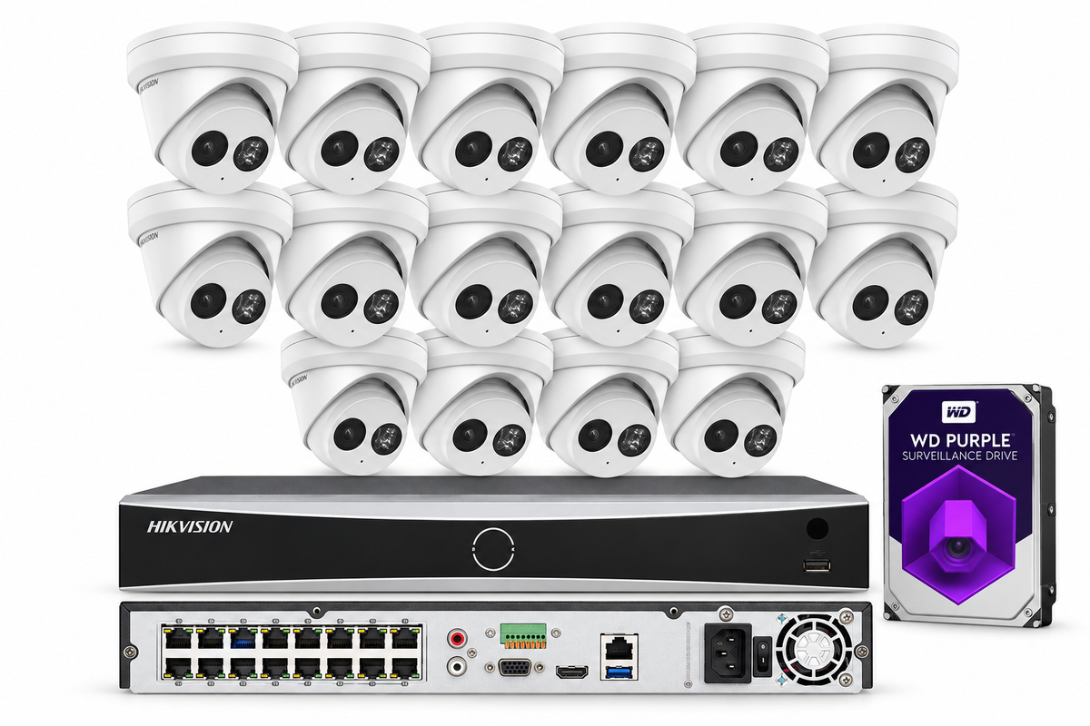 Lote de sistema de cámara de seguridad POE AcuSense de 16 canales y 8 MP 4K de Hikvision DS-2CD2383G2-IU